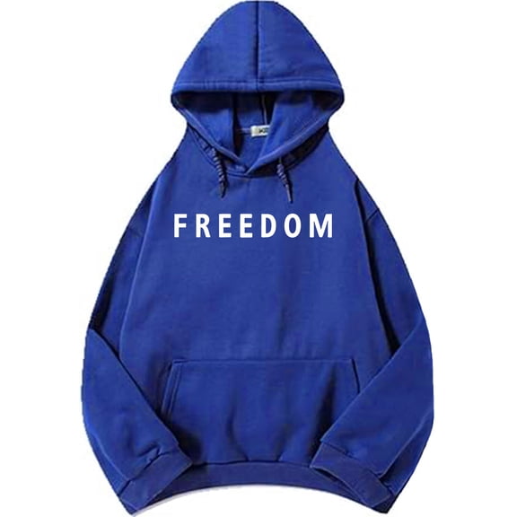 Freedom Letter Print Hoodies Fashion Unisex Streetwear Long Sleeve Casual Loose Sweatshirts for Men/Women Pullovers