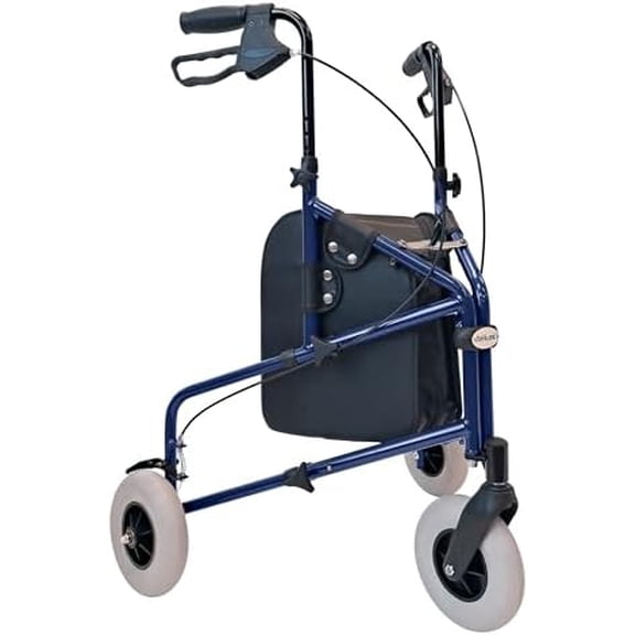 Freedom Lightweight Retractable 3 Wheel Walker with Balloon Tires, Rollator Walker for Seniors with Height Adjustable Handles with Loop Locking Brakes (Blue)