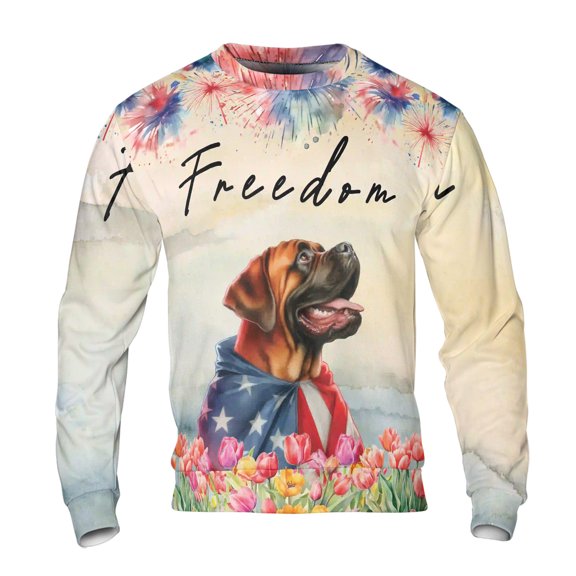 Freedom Mastiff on Independence Day 4th of July All Over Print 3D Sweatshirt Unisex Merch Mastiffs Dog Lover Gifts Idea - 01005
