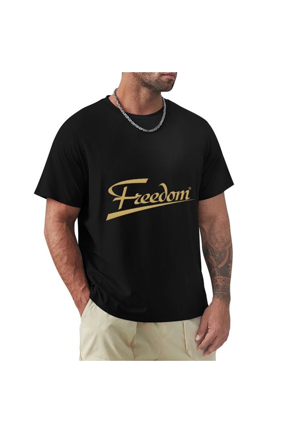 Freedom Men's HD Print Classic Short Sleeve T-Shirts Black 2XL