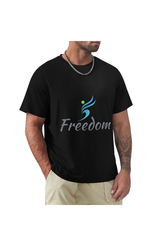 Freedom Men's HD Print Classic Short Sleeve T-Shirts Black M