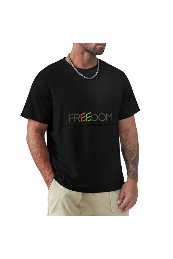 Freedom Men's HD Print Classic Short Sleeve T-Shirts Black XL