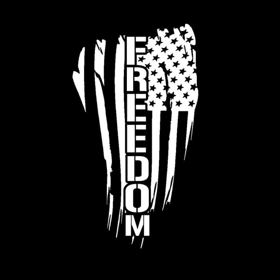 Freedom Model 2 - USA American Flag Grunge Distressed Tattered White Sticker Decal 6"