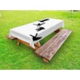 thumbnail image 1 of Freedom Outdoor Tablecloth, Silhouette of Group of Flying Birds Gulls in the Sky Season Migration Themed Image, Decorative Washable Fabric Picnic Tablecloth, 58 X 120 Inches, Black White, by Ambesonne, 1 of 2