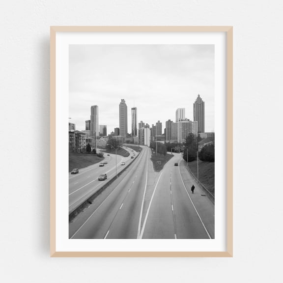 Freedom Parkway B&W 01 - Atlanta Georgia Photography Oak Framed Wall Art Print 24 x 30 inches