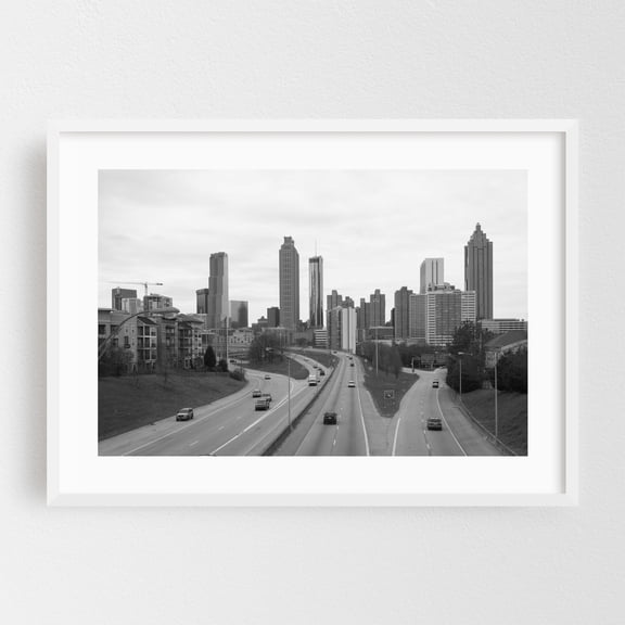 Freedom Parkway B&W 02 - Atlanta Georgia Photography White Framed Wall Art Print 20 x 30 inches
