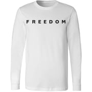 Freedom Patriotic Long Sleeve T Shirt USA Liberty American Pride 100% Cotton Crewneck Tee, White 3X-Large