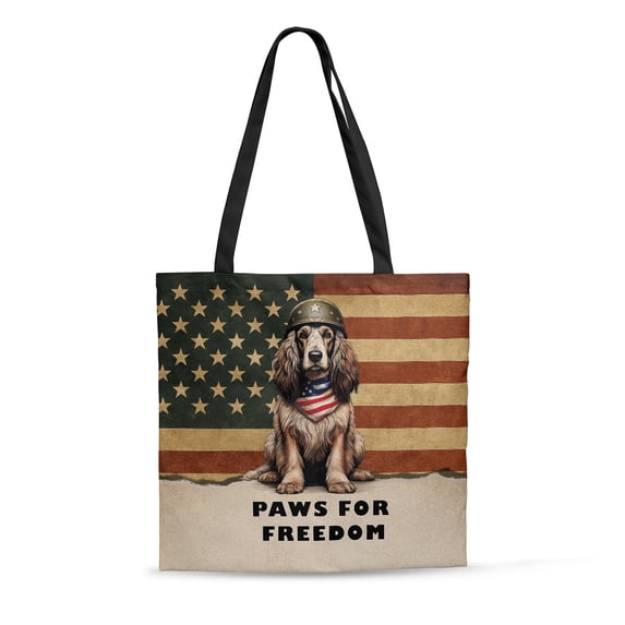 Freedom Paws Patriotic Afghan Hound Vintage Memorial Day All Over Print 3D Canvas Tote Bag Dog Lover Reusable Handbag - 12006