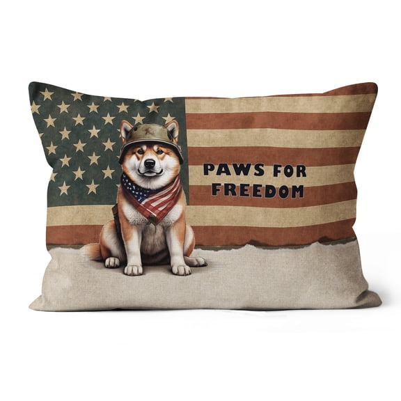 Freedom Paws Patriotic Akita Vintage Memorial Day Pillow Cushion Double Sided Inu Dog Lover Throw Pillow - 12006