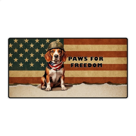 Freedom Paws Patriotic Beagle Vintage Memorial Day Desk Mat Full Keyboard Mouse Pad Beagles Dog Lover Gifts Idea Large Mousepad - 12006