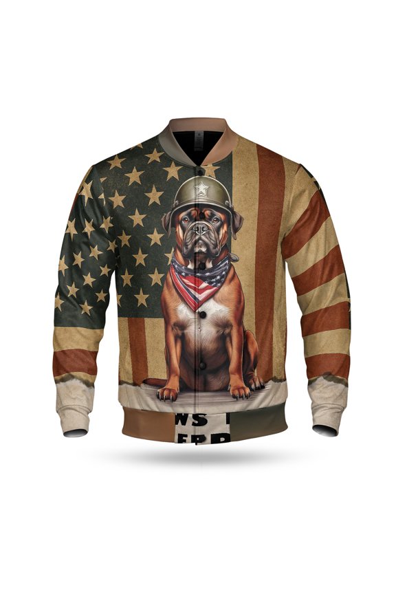 Freedom Paws Patriotic Boxer Vintage Memorial Day All Over Print 3D Baseball Jacket Boxers Dog Lover Gifts Idea Bomber Jacket Softball - 12006