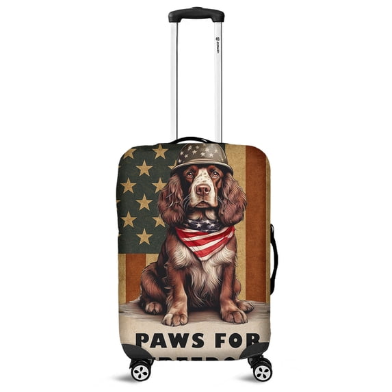 Freedom Paws Patriotic Boykin Spaniel Vintage Memorial Day Travel Luggage Cover Dog Lover Suitcase Dust Protective Decor - 12006