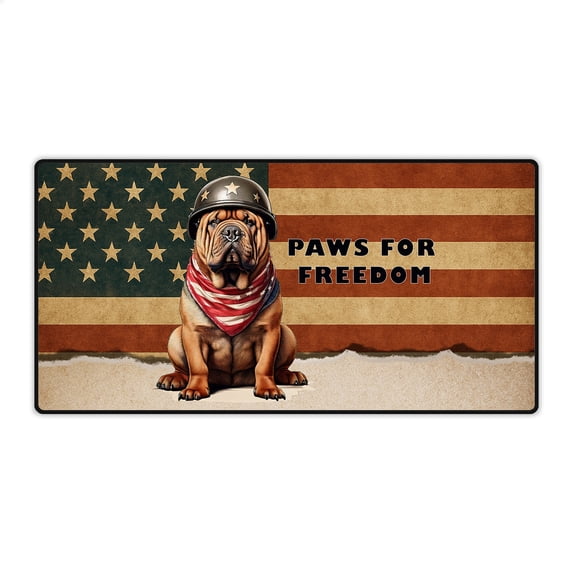 Freedom Paws Patriotic Chinese Shar-Pei Vintage Memorial Day Desk Mat Full Keyboard Mouse Pad Dog Lover Large Mousepad - 12006