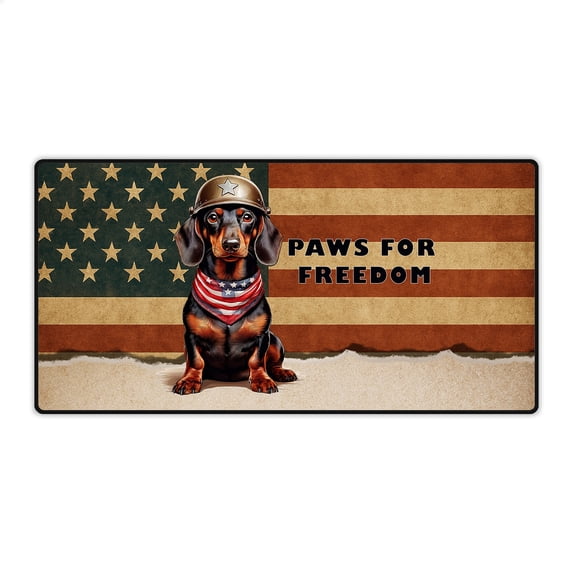 Freedom Paws Patriotic Dachshund Vintage Memorial Day Desk Mat Full Keyboard Mouse Pad Wiener Dog Lover Gifts Idea Large Mousepad - 12006