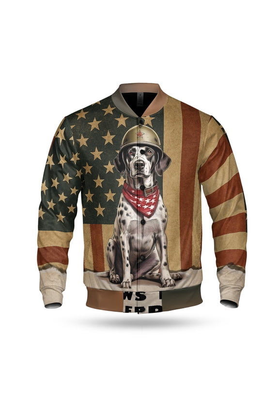 Freedom Paws Patriotic Dalmatian Vintage Memorial Day All Over Print 3D Baseball Jacket Dog Lover Bomber Jacket Softball - 12006