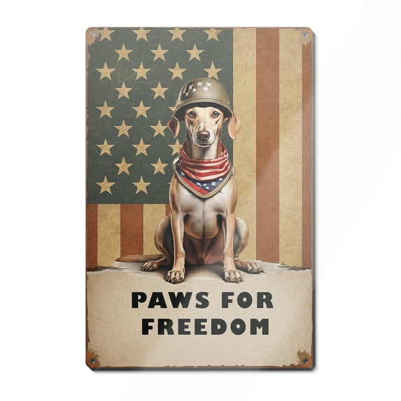 Freedom Paws Patriotic Italian Greyhound Vintage Memorial Day Vertical Metal Aluminum Sign Greyhound Dog Lover Wall Art Home Decor - 12006