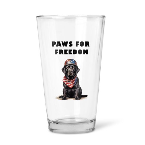 Freedom Paws Patriotic Labrador Retriever Vintage Memorial Day 16oz Pint Beer Glass Mug Lab Dog Lover Gifts Beer Glasses Cup - 12006