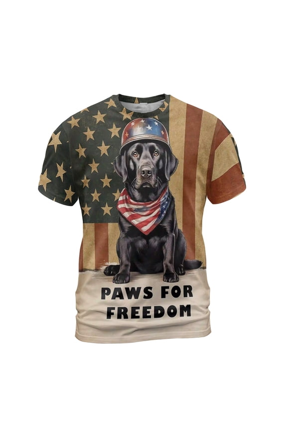 Freedom Paws Patriotic Labrador Retriever Vintage Memorial Day All Over Print 3D Shirt Unisex Merch Lab Dog Lover Gifts - 12006