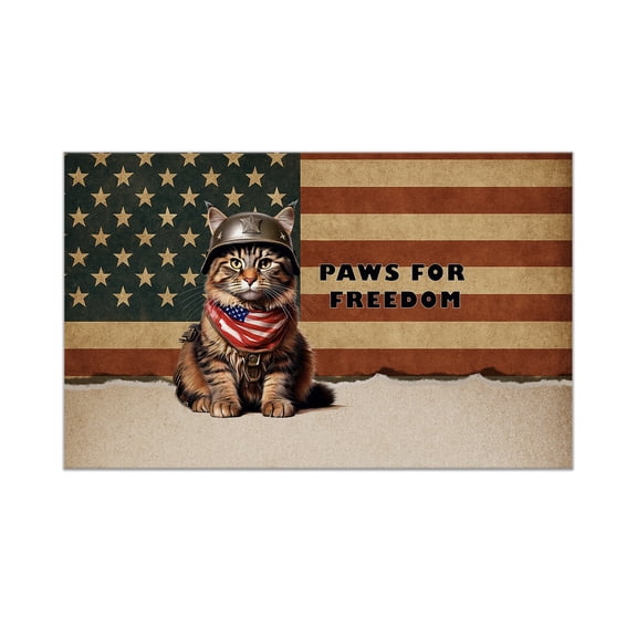 Freedom Paws Patriotic Maine Coon Vintage Memorial Day Doormat Cat Lover Kitten Owner Gifts Indoor Outdoor Welcome Mat - 12006