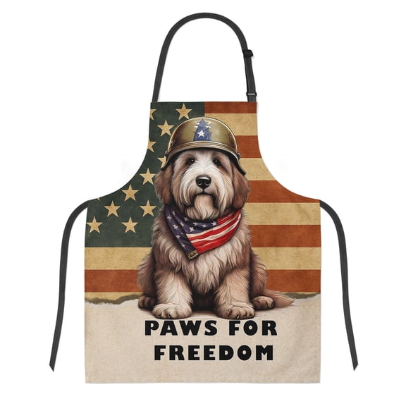 Freedom Paws Patriotic Old English Sheepdog Vintage Memorial Day Apron Dog Lover for Cooking Grilling Baking Painting Gardening - 12006