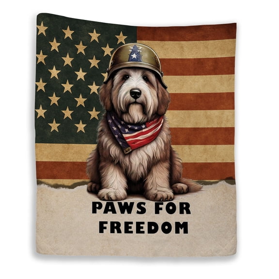 Freedom Paws Patriotic Old English Sheepdog Vintage Memorial Day Quilt Blanket Dog Lover Cozy Comforter Throw Blanket - 12006