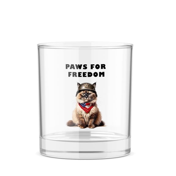 Freedom Paws Patriotic Ragdoll Vintage Memorial Day 11oz Whiskey Glass Mug Cat Lover Kitten Owner Gifts Idea Whiskey Cocktail Glasses Cup - 12006