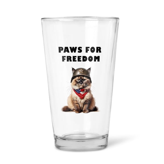 Freedom Paws Patriotic Ragdoll Vintage Memorial Day 16oz Pint Beer Glass Mug Cat Lover Kitten Owner Gifts Idea Beer Glasses Cup - 12006