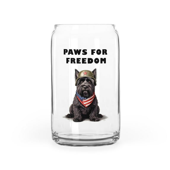 Freedom Paws Patriotic Scottish Terrier Vintage Memorial Day 16oz Glass Cup Mug Scottie Dog Lover Gifts Glass Can - 12006