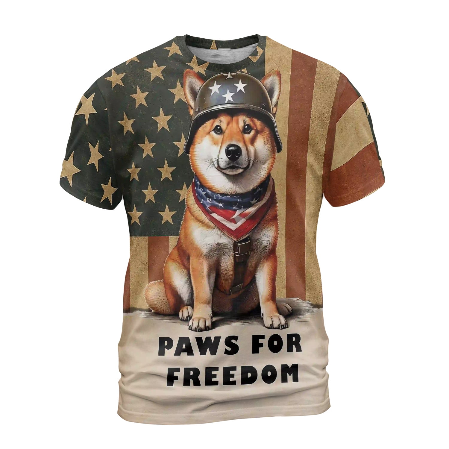Freedom Paws Patriotic Shiba Inu Vintage Memorial Day All Over Print 3D ...