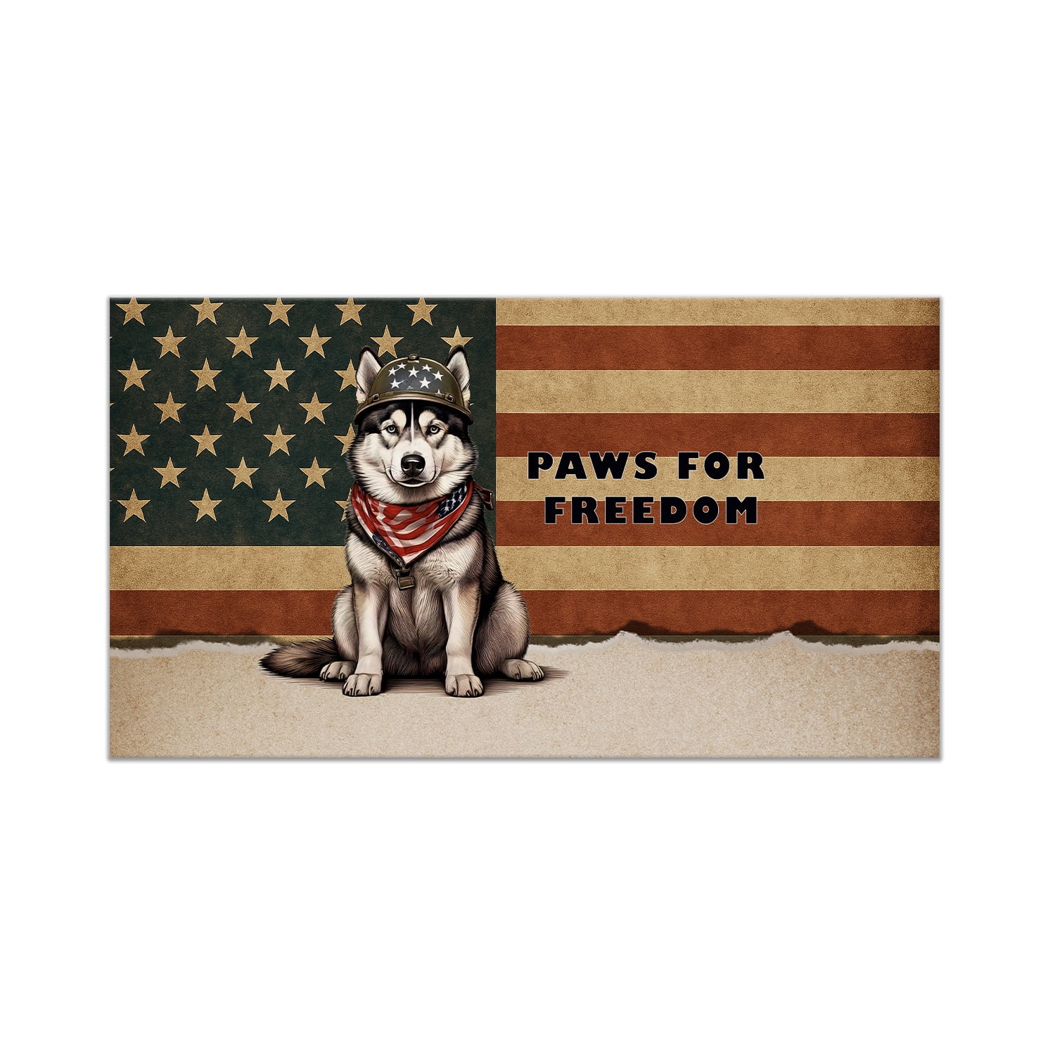 Freedom Paws Patriotic Siberian Husky Vintage Memorial Day Doormat Husky Dog Lover Gifts Indoor Outdoor Welcome Mat - 12006