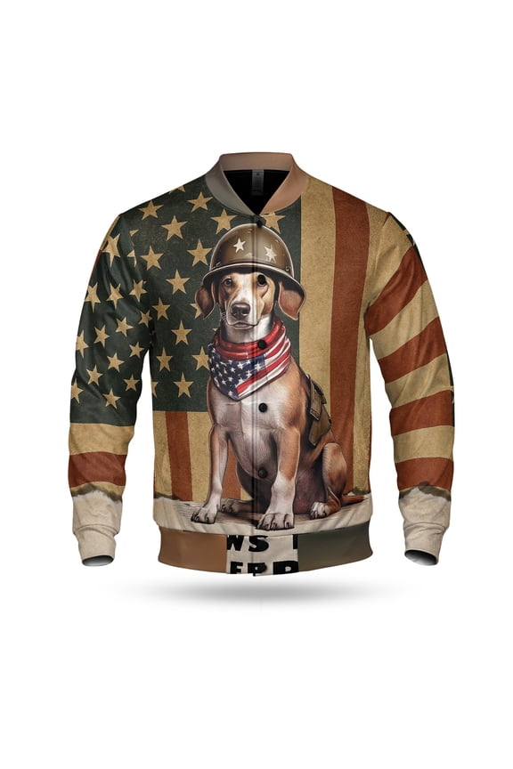 Freedom Paws Patriotic Whippet Vintage Memorial Day All Over Print 3D Baseball Jacket Dog Lover Bomber Jacket Softball - 12006