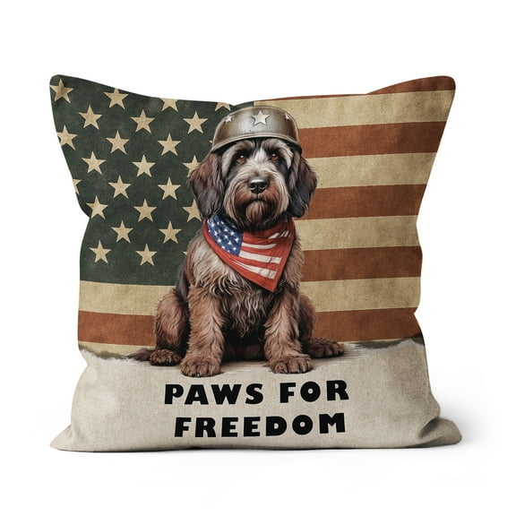 Freedom Paws Patriotic Wirehaired Pointing Griffon Vintage Memorial Day Pillow Cushion Double Sided Dog Lover Throw Pillow - 12006