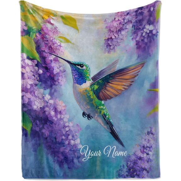 Freedom Personalized Hummingbird Gifts for Women Men, Hummingbird Blanket Print, Custom Blanket with Name Flannel Blankets Customized Throw Blankets 50"x60"