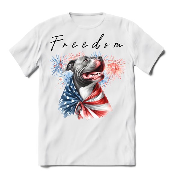 Freedom Pitbull on Independence Day 4th of July Shirt T-shirt Unisex Merch Terrier Dog Lover - 01005