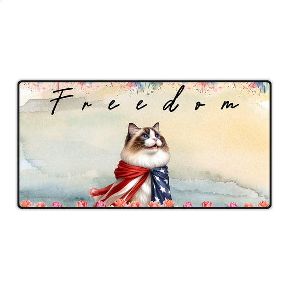 Freedom Ragdoll on Independence Day 4th of July Desk Mat Full Keyboard Mouse Pad Cat Lover Kitten Owner Gifts Idea Large Mousepad - 01005