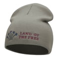 thumbnail image 1 of Freedom Reigns Phrase Embroidered Short Knitted Beanie - Grey OSFM, 1 of 5