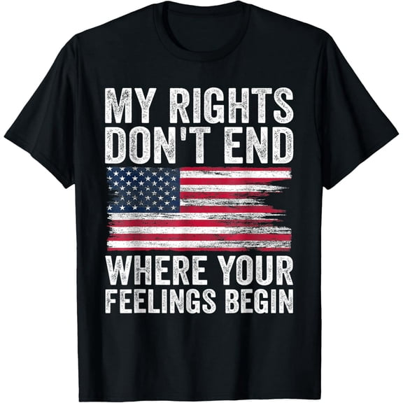 Freedom Rights Distressed American Flag Unisex Short Sleeve Novelty Graphic T-Shirt