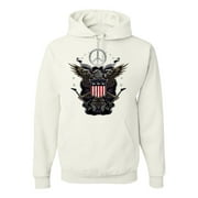 Freedom Rock Guitar Peace Eagle | Mens Americana / American Pride Hooded Sweatshirt Graphic Hoodie, White, 3XL