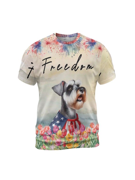 Freedom Schnauzer on Independence Day 4th of July All Over Print 3D Shirt Unisex Merch Miniature Schnauzer Dog Lover - 01005