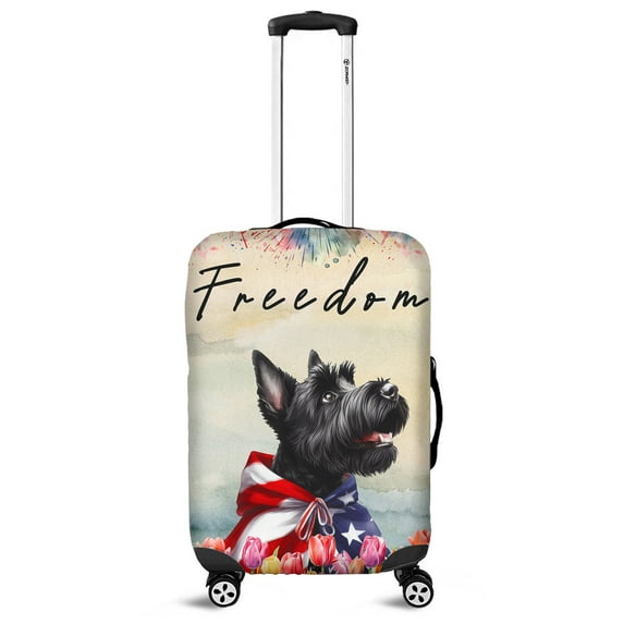 Freedom Scottish Terrier on Independence Day 4th of July Travel Luggage Cover Scottie Dog Lover Gifts Suitcase Dust Protective Decor - 01005
