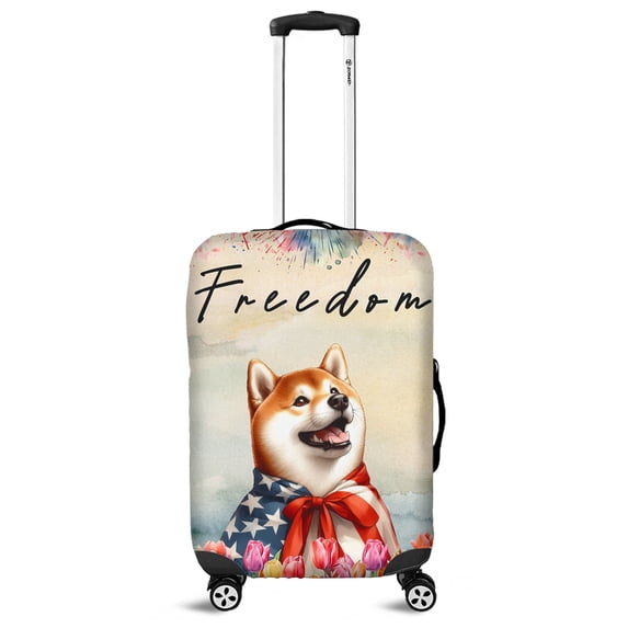 Freedom Shiba Inu on Independence Day 4th of July Travel Luggage Cover Shibas Dog Lovers Gifts Idea Suitcase Dust Protective Decor - 01005