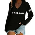 thumbnail image 1 of Freedom Shirts for Women Oversized Patriotic V Neck Long Sleeve Breathable Thin Fashion Top Tee Apparel Casual Relaxed Fit Daily Wear, 1 of 4