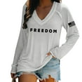 thumbnail image 1 of Freedom Shirts for Women Oversized Patriotic V Neck Long Sleeve Breathable Thin Fashion Top Tee Apparel Casual Relaxed Fit Daily Wear, 1 of 3