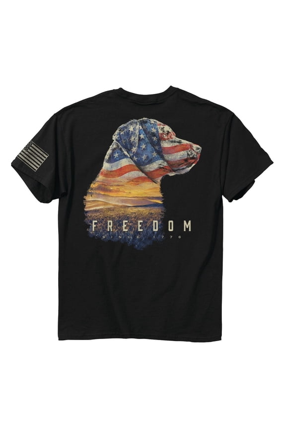 Freedom Since 1776 American Flag Lab Black Graphic T-Shirt - 3XL
