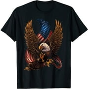 Freedom Soars: Majestic Eagle and Old Glory Patriotic American T-Shirt