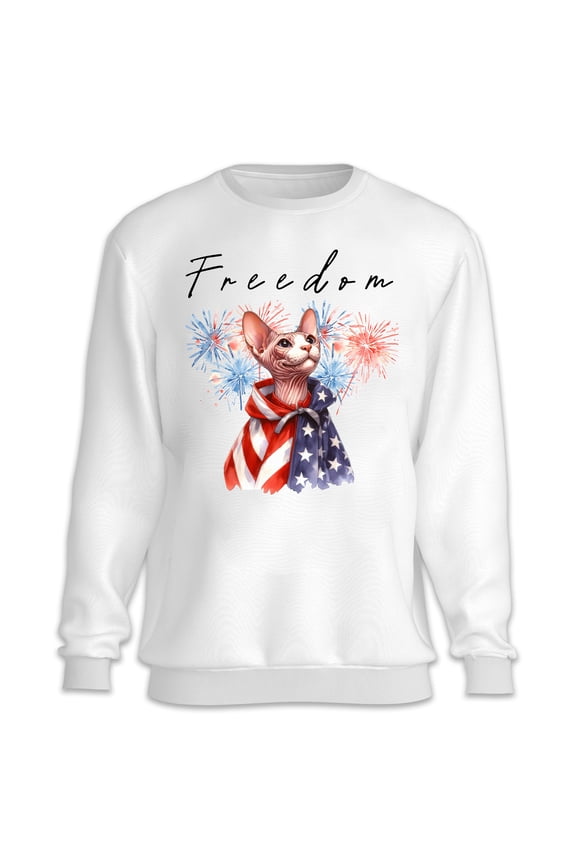 Freedom Sphynx on Independence Day 4th of July Sweatshirt Unisex Merch Cat Lover Kitten Owner Gifts Idea - 01005