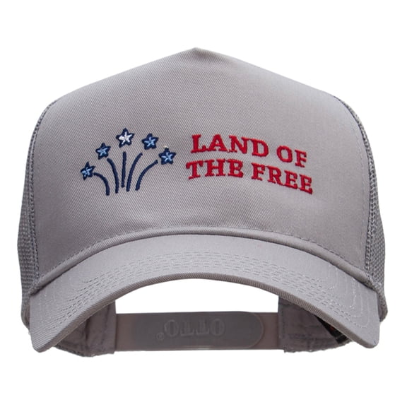 Freedom Stars Embroidered Cotton Twill Mesh Cap - Grey OSFM