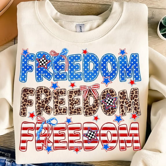 Freedom Stars and Stripes Sweatshirt – Patriotic USA Flag Crewneck for 4th of July and Independence Day Celebrations BTO