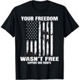 thumbnail image 1 of Freedom Support Our Troops Military Graphic American Flag T-Shirt, 1 of 3