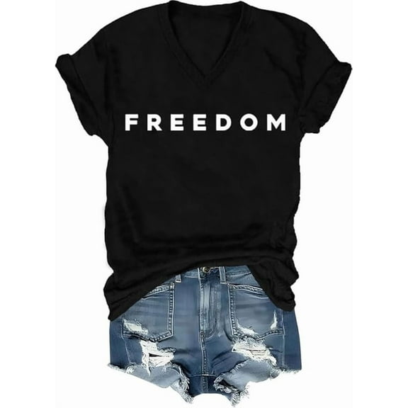 Freedom T-Shirt Freedom Merch Shirt Unisex Casual Short Sleeve Crew Neck Letter Print Graphic Tee Tops